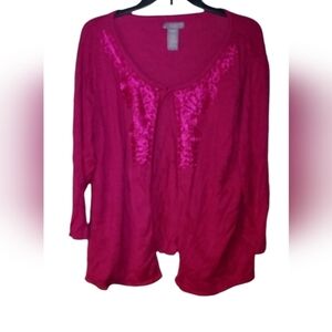 Laura Scott pink sweater quarter sleeve
